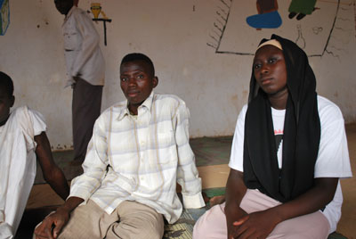 Mubarak, a Darfuri refugee living in eastern Chad, speaks with the Enough team in Djabal camp. Enough/Stella Kenyi
