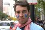 Activist with UN facepaint (SDC)