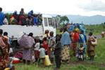 Displaced people arrive at camp in Congo