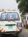 Matatu with Sudan election posters