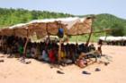Darfuri children under tent