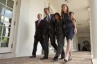 President Barack Obama walks with Tom Donilon, Susan Rice and Samantha Power 