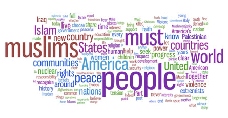 President Obama's Cairo Speech in a word cloud